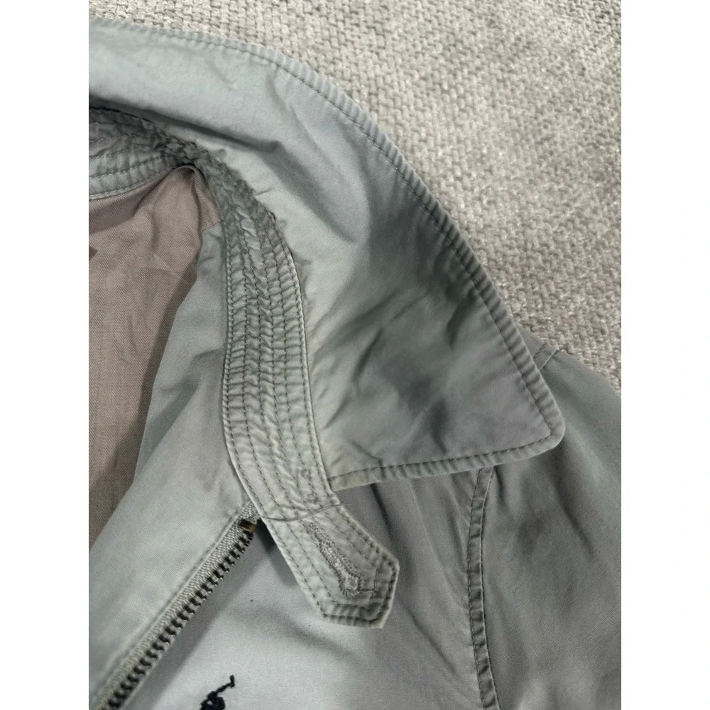 Polo Ralph Lauren Jacket Medium Gray Cotton Bi Swing Grunge Stained Faded Read
